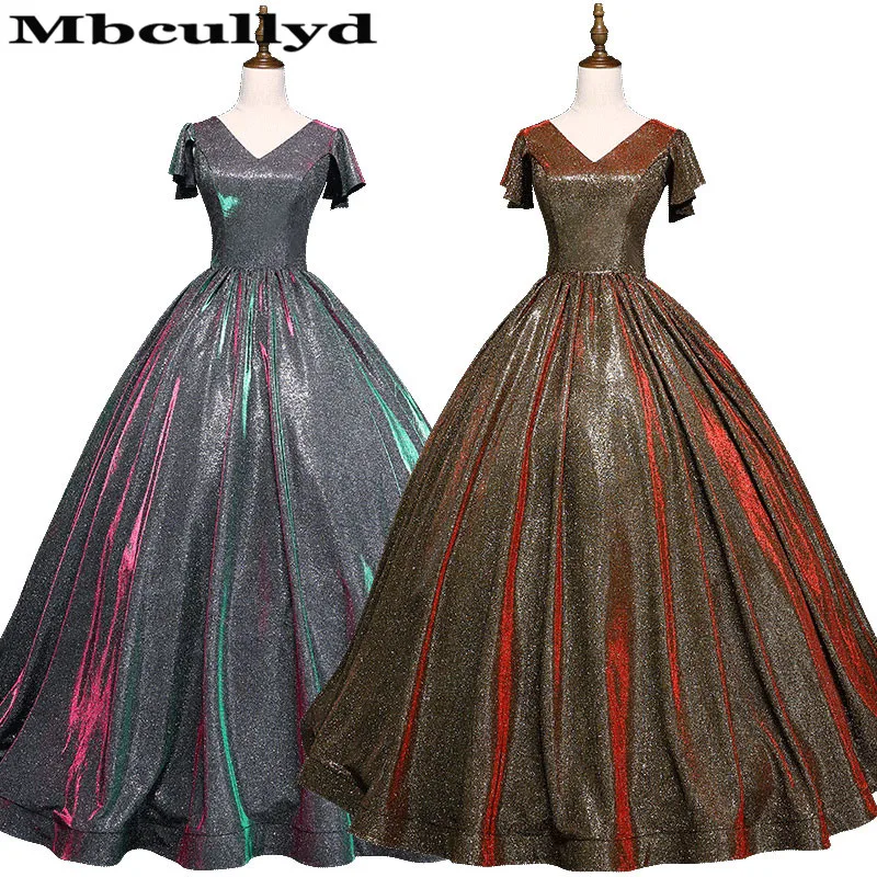 

Mbcullyd V-neck Ball Gown Prom Dresses 2019 Sparkling Sequined Formal Long Dress Evening Pageant Plus Size Vestidos De Gala