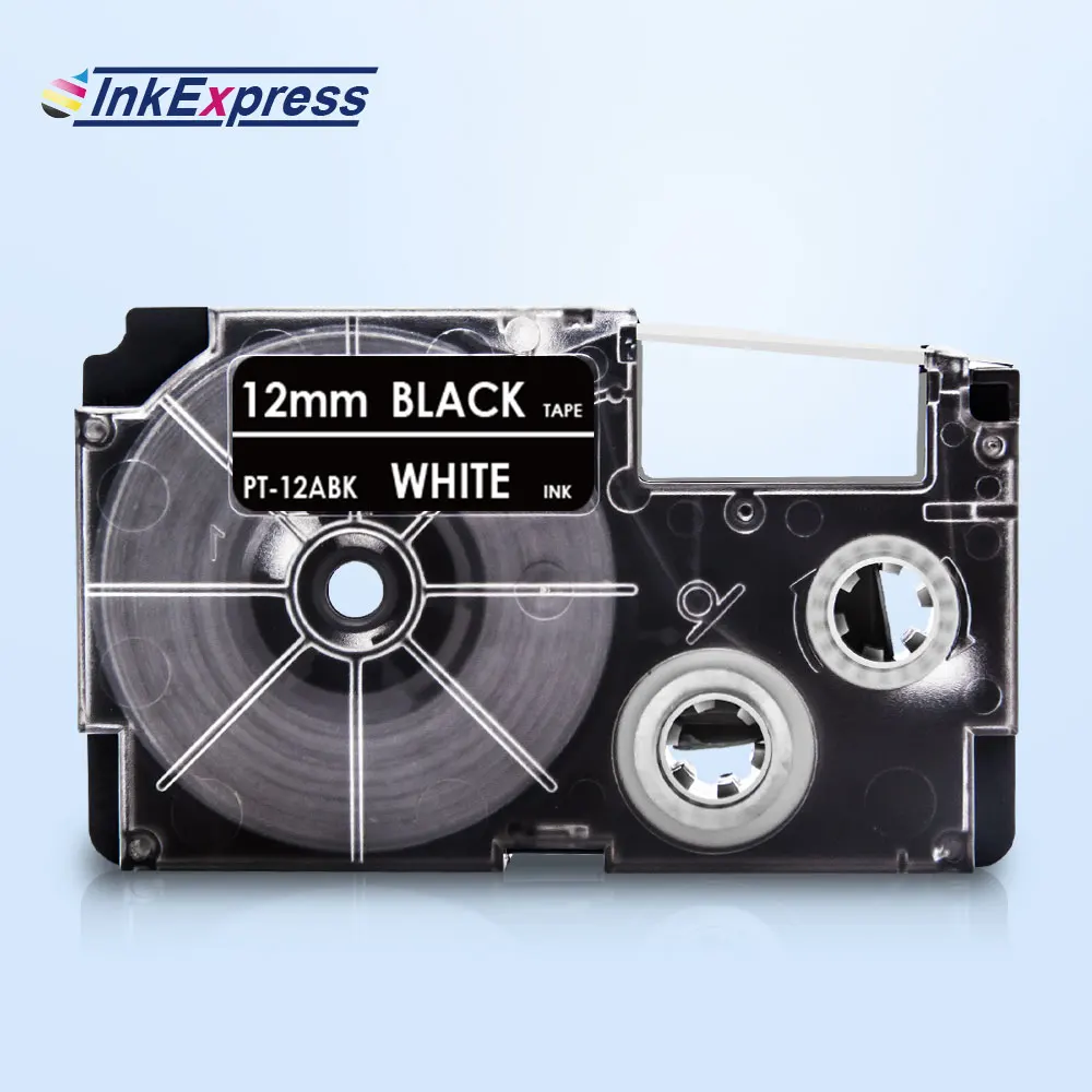 

InkExpress 12mm XR-12ABK Tape For CASIO XR 12ABK Label Tape White on Black Printer Ribbon For CASIO Label Maker KL-100 KL-120