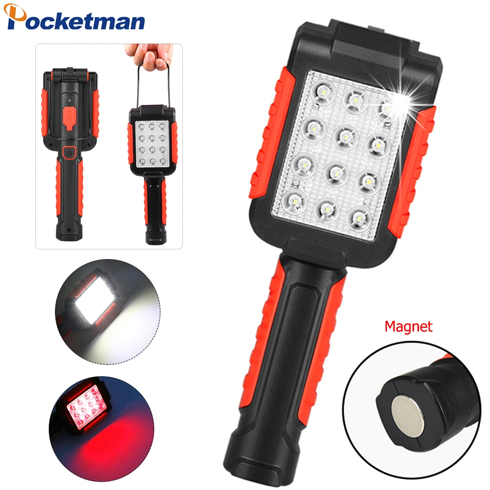 Портативный светодиодный рабочий Магнитный фонарь заряжаемая от USB лампа для