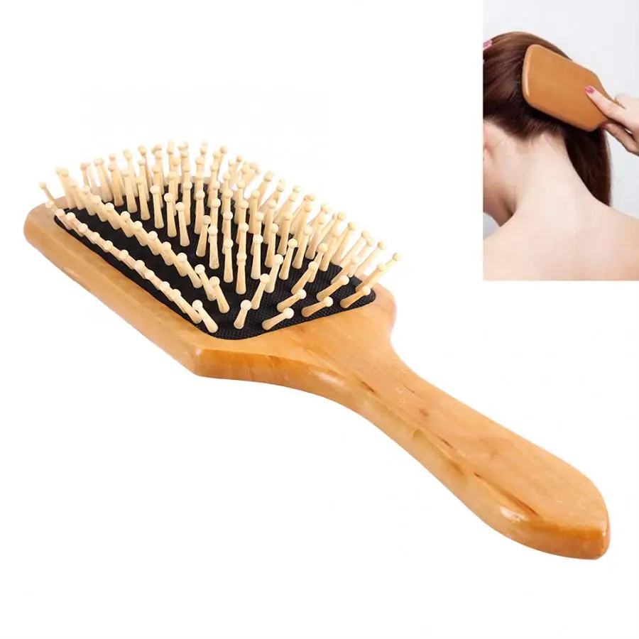 

Hair Brush Natural Wooden Combs Paddle Hair Scalp Care Healthy Cushion Airbag Massage Hairbrush 2 Colors Professional Hair