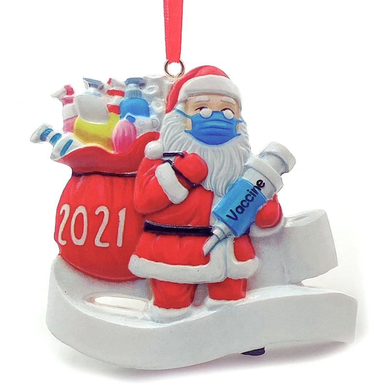 

2021 Christmas Ornament Santa Claus Decorate Xmas tree Hanging Vaccine Pendant