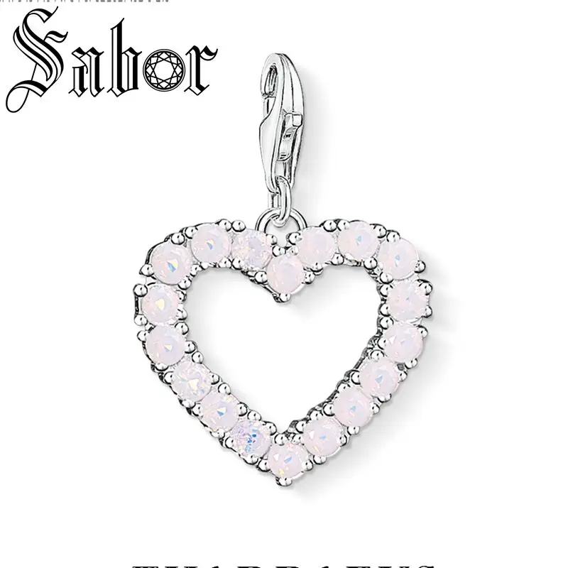 Модные посеребренные Подвески в виде розового сердца для браслетов и ожерелий