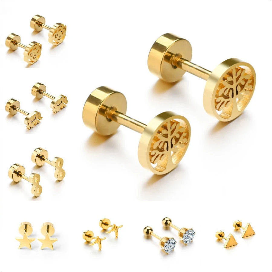 Серьги гвоздики из нержавеющей стали для мужчин и женщин украшения пирсинга с