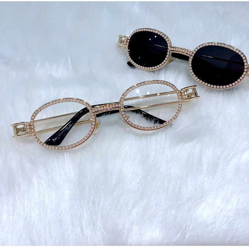 

Blu-ray Protection Sunglasses women Hot sale round vintage sun glasses Pearl luxury sunglasses Men UV400 oculos