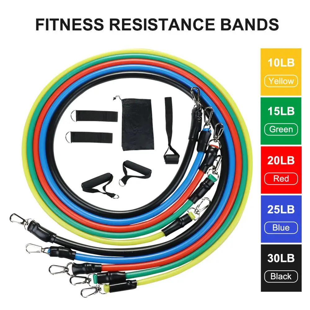 11 шт./компл. латексные эспандеры тренажерный зал дверное крепление с ремешками на