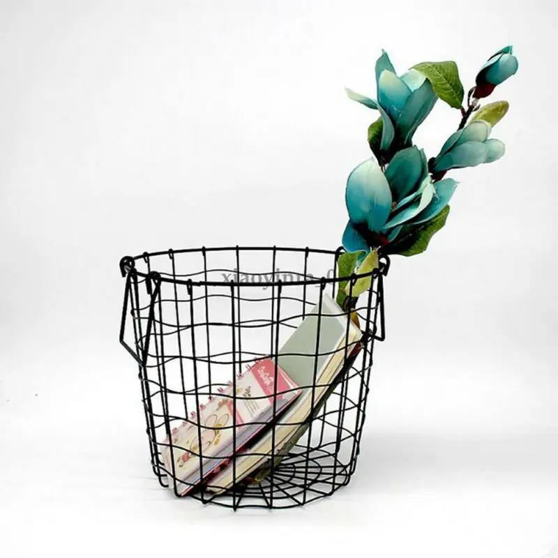 

Folding Laundry Basket Iron Wire Storage Clothing Household Organizer Container