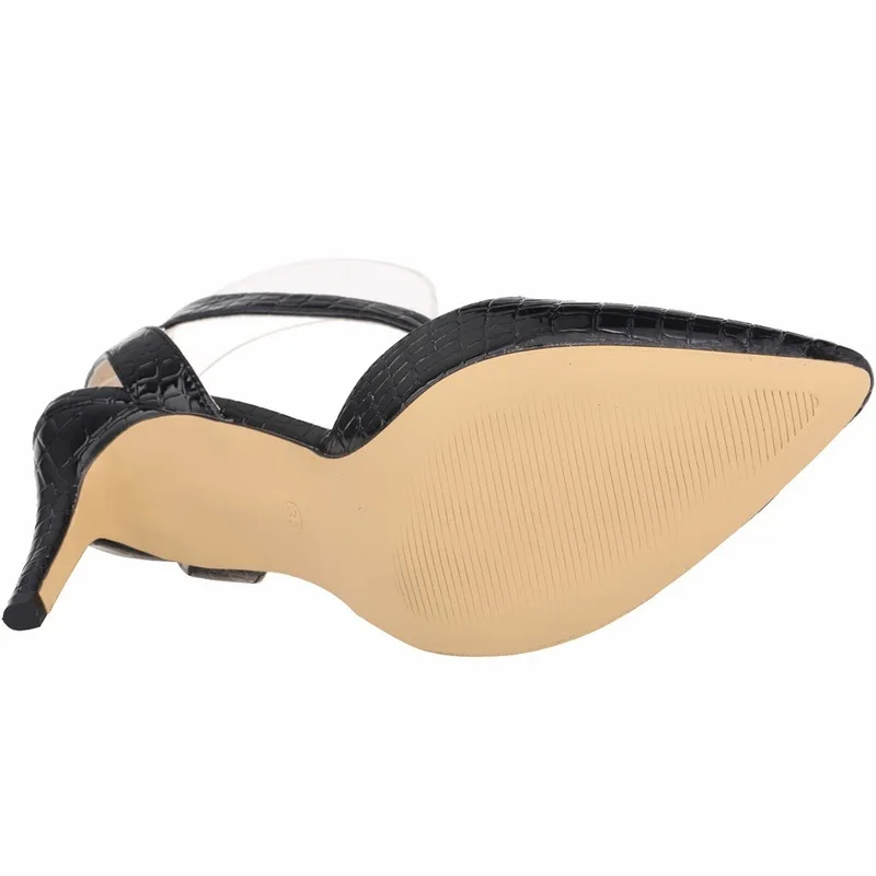 2020 fashion women sandals leather sandals Leisure Occupation Pointed Toe PU 8CM Thin High heels Buckle Strap women shoes black