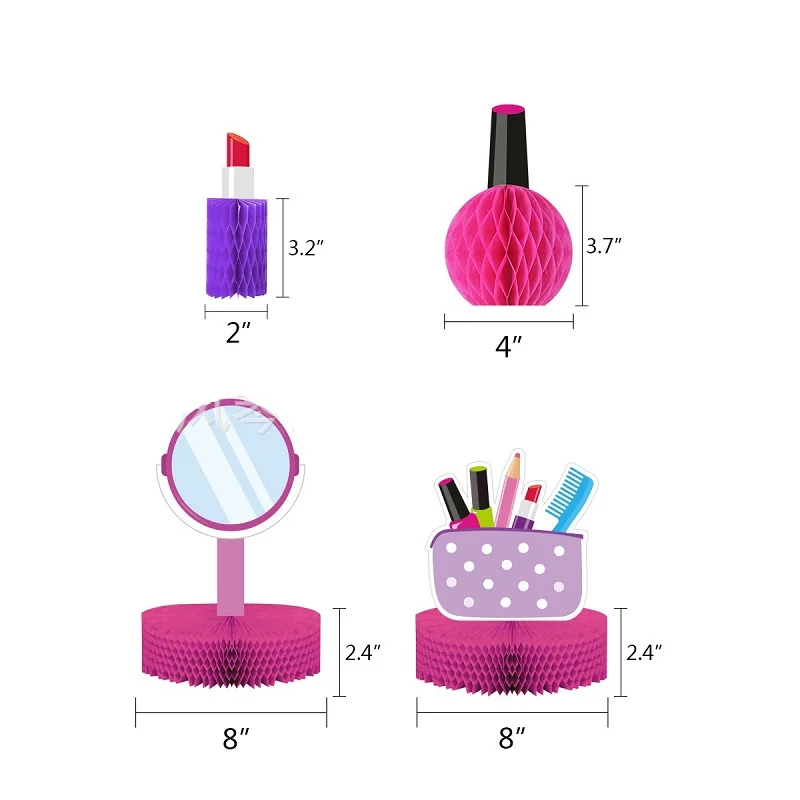 New Girl Makeup Theme Party 27Pcs/Set Banner Sequined Balloon Cake Topper Honeycomb Lipstick Red Lips Desktop Decoration Grow Up | Дом и сад