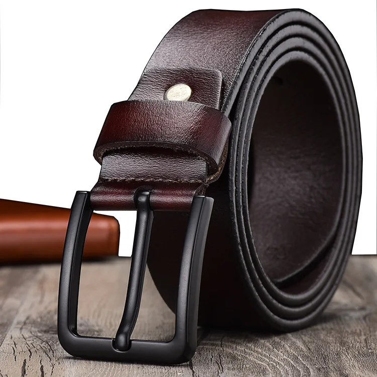 2020 Europe new men's leather belt men's all-around black buckle leather belt casual men's needle buckle belt luxury fashion