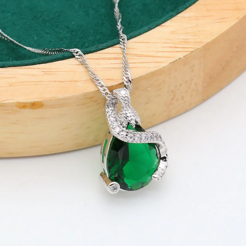 925 серебро ювелирные наборы для женщин вечерние зеленый браслет из голубых