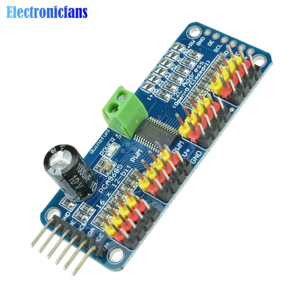 PCA9685 плата драйвера 16-канальный 12-разрядный PWM драйвер серводвигателя I2C