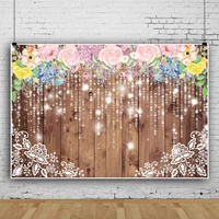 laeacco brown wooden boards garland wedding decor background portrait customized banner pet toy photography backdrop photostudio