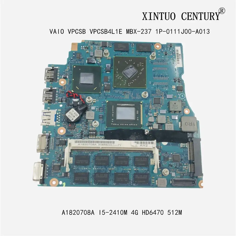 

A1820708A для SONY VAIO VPCSB VPCSB4L1E MBX-237 Материнская плата ноутбука 1P-0111J00-A013 13,3 дюймов W/ I5-2410M 4G 216-0809000 testedOK