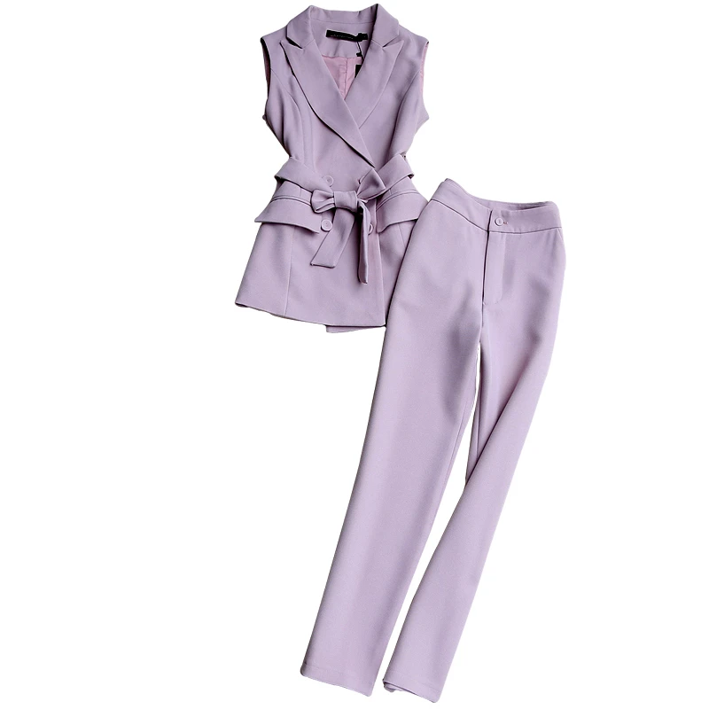 Женский облегающий костюм из двух предметов жилет без рукавов и брюки-карандаш