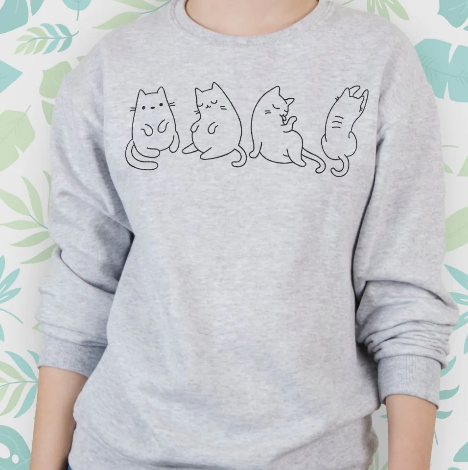 Модная женская толстовка с изображением четырех милых котов для девочек костюм