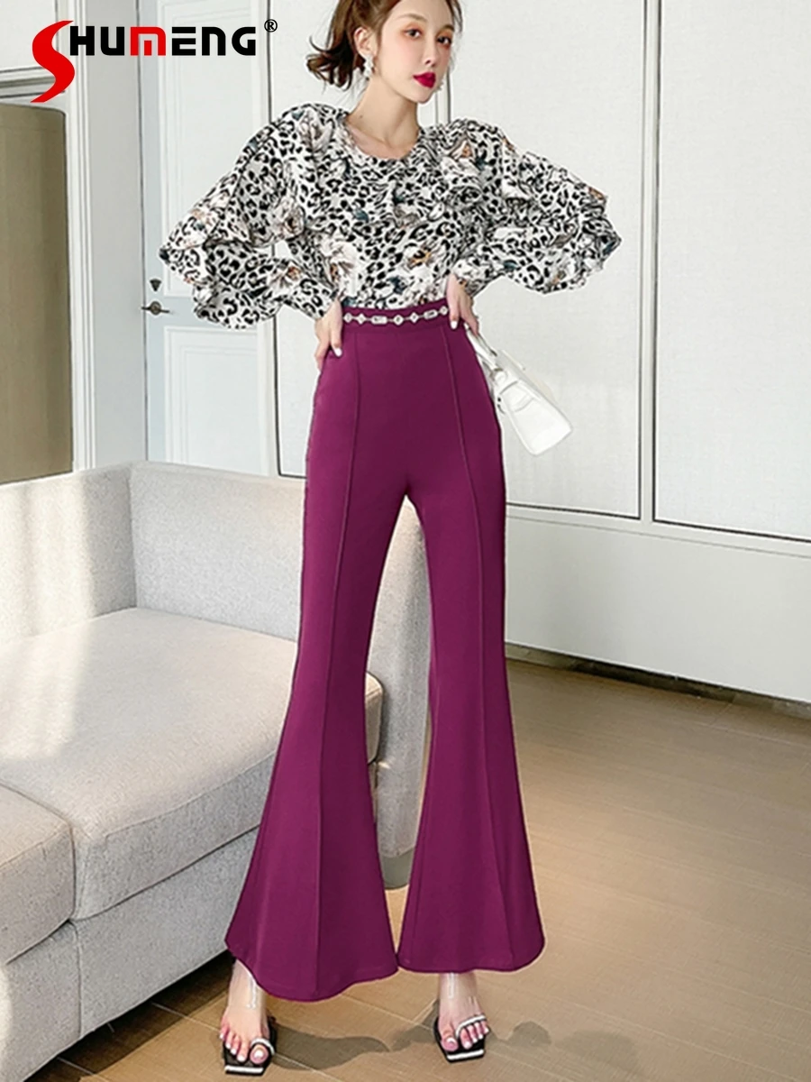 Новинка Весна 2021 брюки со стразами повседневные в стиле ретро с высокой талией