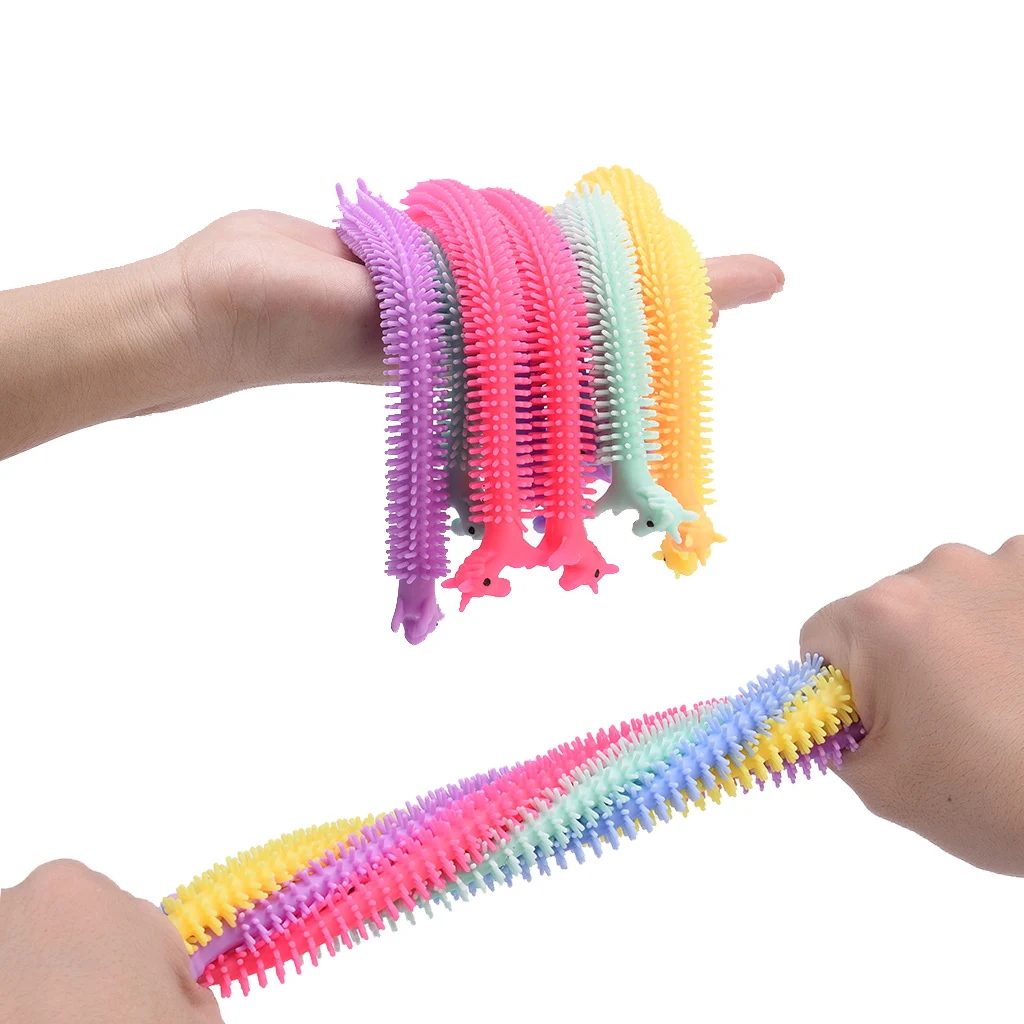 

3pcs Worm Noodle Stretch String TPR Rope Anti Stress Toys String Fidget Autism Vent Toys Random Color Squishy Decompression Toy