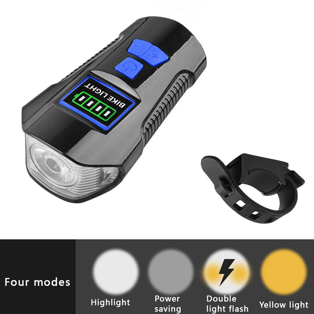

Waterproof Bicycle Light USB Charging Bike Front Light Flashlight Handlebar Cycling Head Light w/ Horn Speed Meter LCD Screen