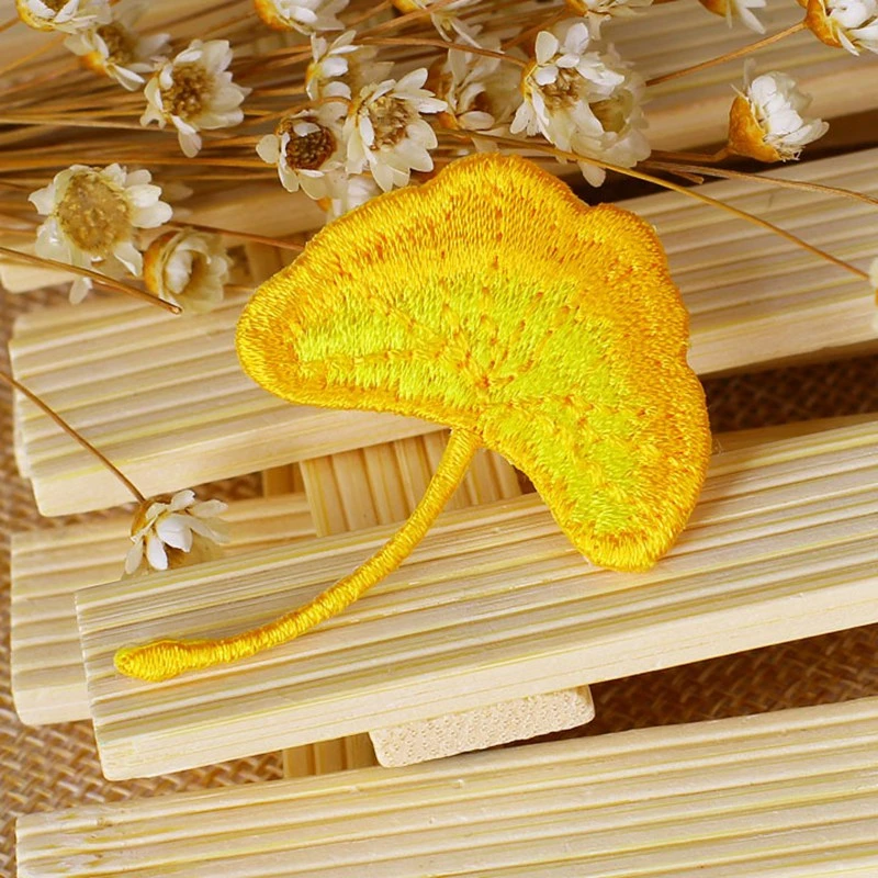 Нашивки Ginkgo с листьями для одежды патчи вышивкой Аппликации наклейки джинсов
