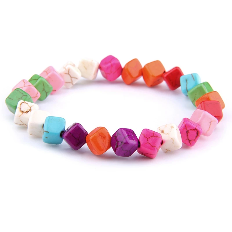 Turquoise Bracelet Lucky Rainbow 7 Чакра браслет для женщин Femme натуральный камень лечебный цвета радуги мала молиться Йога браслет для женщин ювелирные изделия подарок - Окраска металла: Turquoise Bracelet