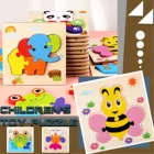 Деревянная 3D-Головоломка с мультяшными животными, игрушка для раннего развития, Обучающие интеллектуальные игрушки-головоломки танграммы для детей, подарки для малышей