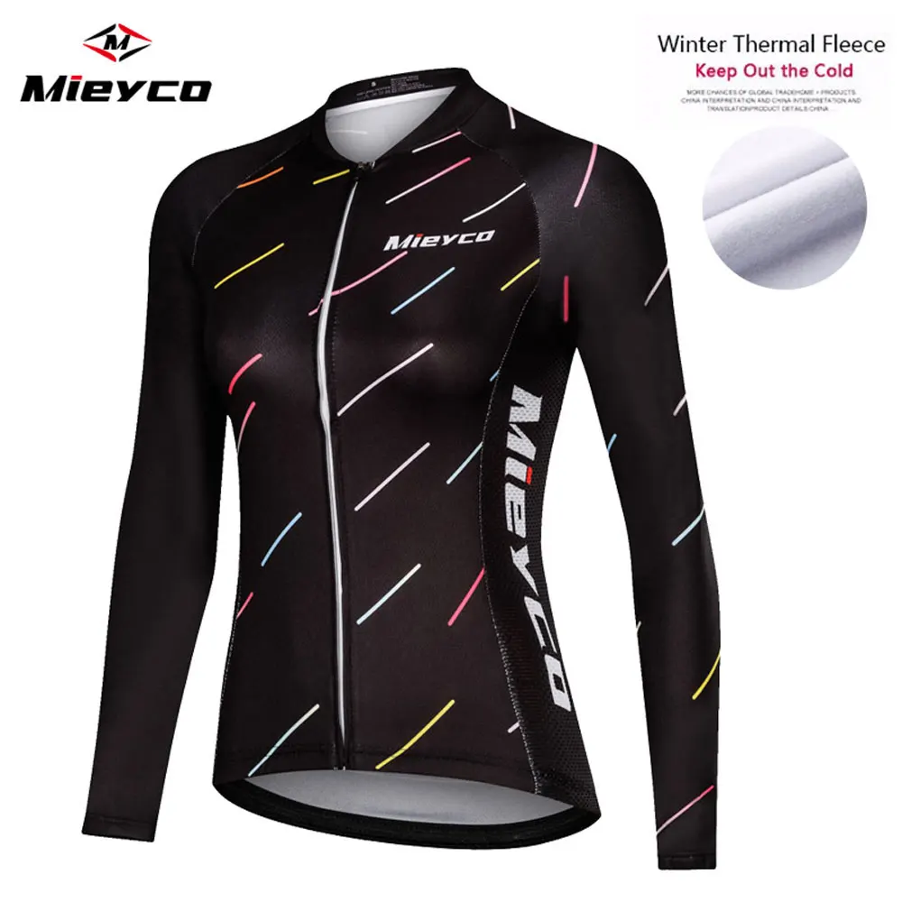 

Women Winter Thermal Keep Warm Pro Cycling Jersey Long Sleeve Fleece Bicycle Clothing Super Warm Thermal Bike Sportswear jersey