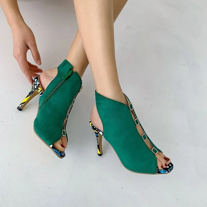 FXYCMMCQ New Foreign Trade Hot Style Square Buckle Super High Heel Fish Mouth Women's Sandals-D6068