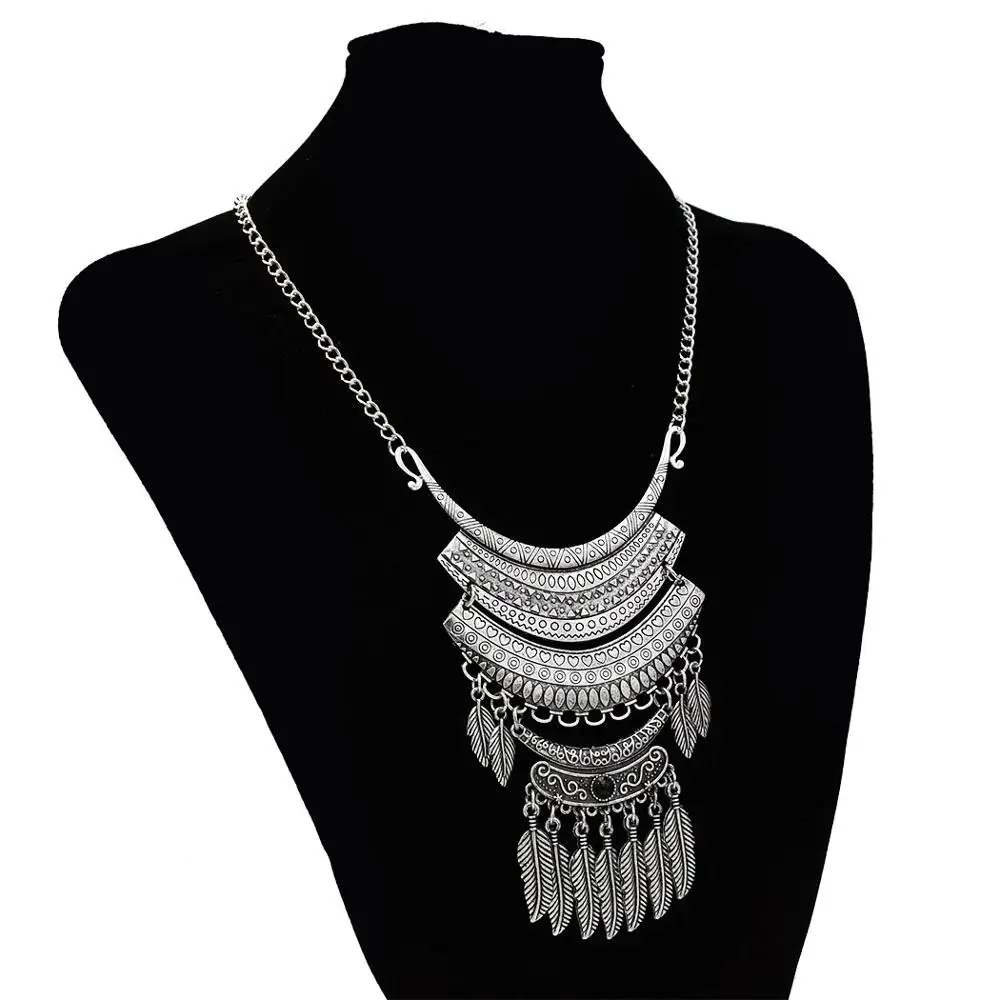 Цыганское винтажное серебряное цветное пляжное ожерелье с подвеской в виде