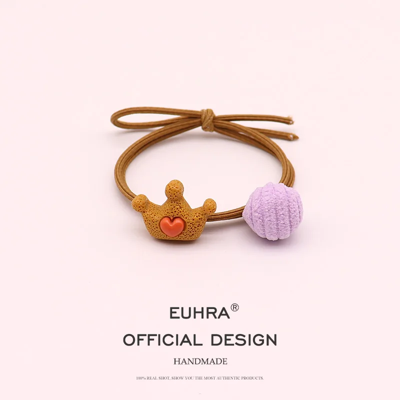 EUHRA, 5 цветов, Императорская корона, вельветовый шарик, эластичный браслет, резинки для волос для женщин и девочек, резинка для волос, Детские аксессуары для волос - Цвет: Color E