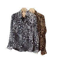 fashion new men casual printed leopard print long sleeve shirt men korean fashion shirt personality top
