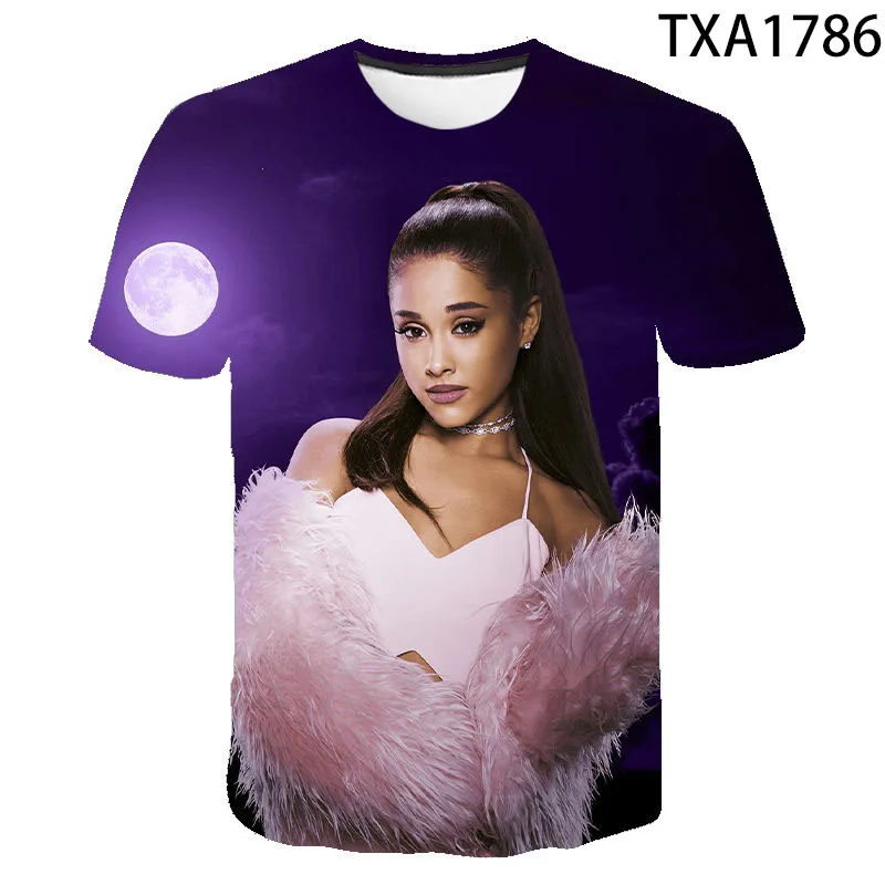 

Men's casual short-sleeved top T-shirt 2021 new Ariana Grande 3D printed T-shirt casual boys and girls fashion streetwear