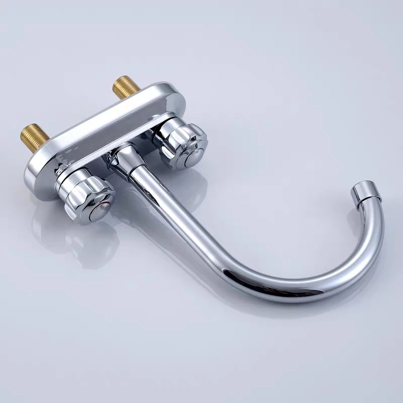 Современный для раковины кран из хромированной латуни с двумя ручками двойное