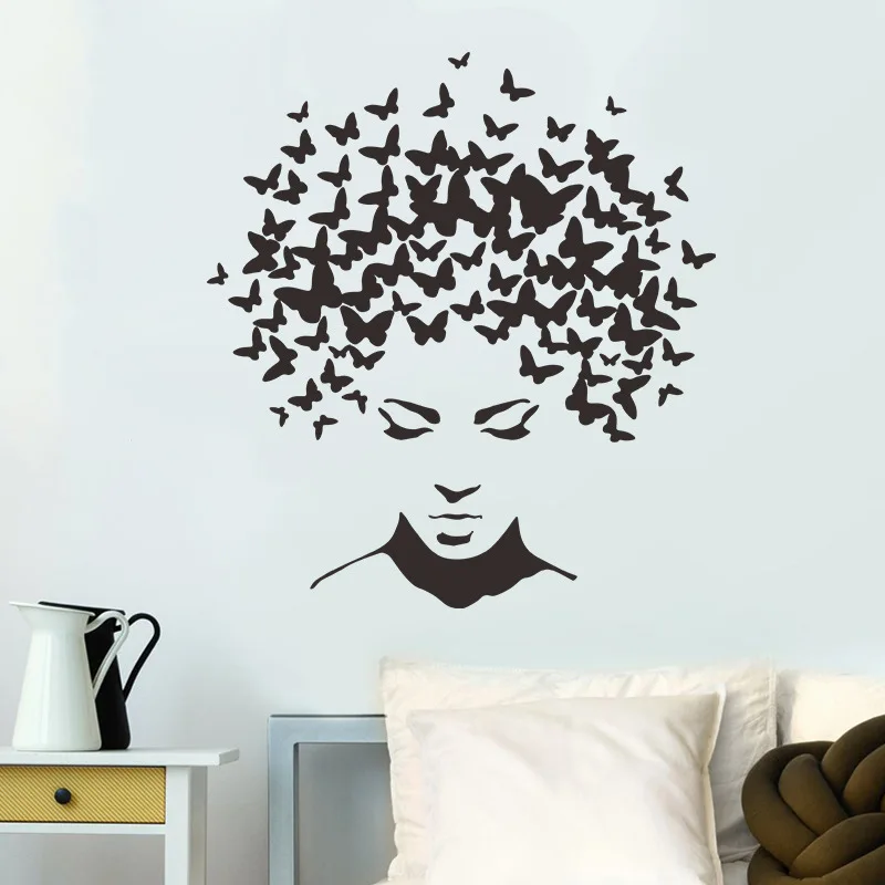 

Street Art Wall Stickers House Decoration Personality Butterfly Studio Woman Girl Room Door Bedroom Decoration Vinyl Decal