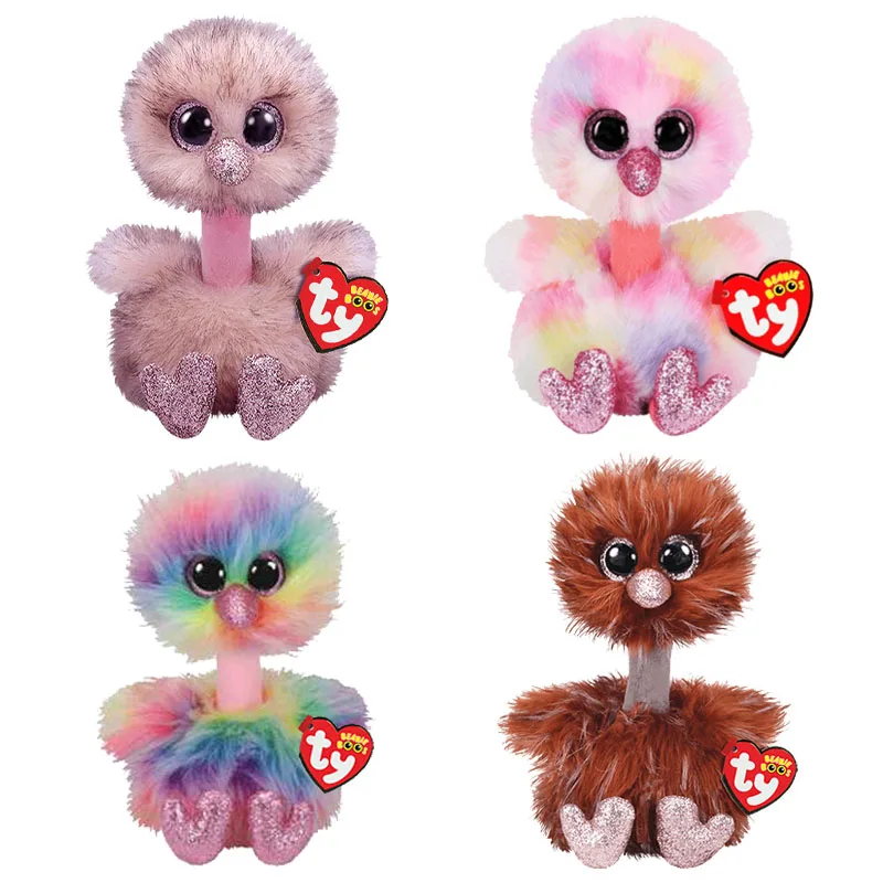 15 см Ty Beanie Boos Q Version kawaii Big Eyes Ostrich Мягкая Детская плюшевая игрушка милая набивная