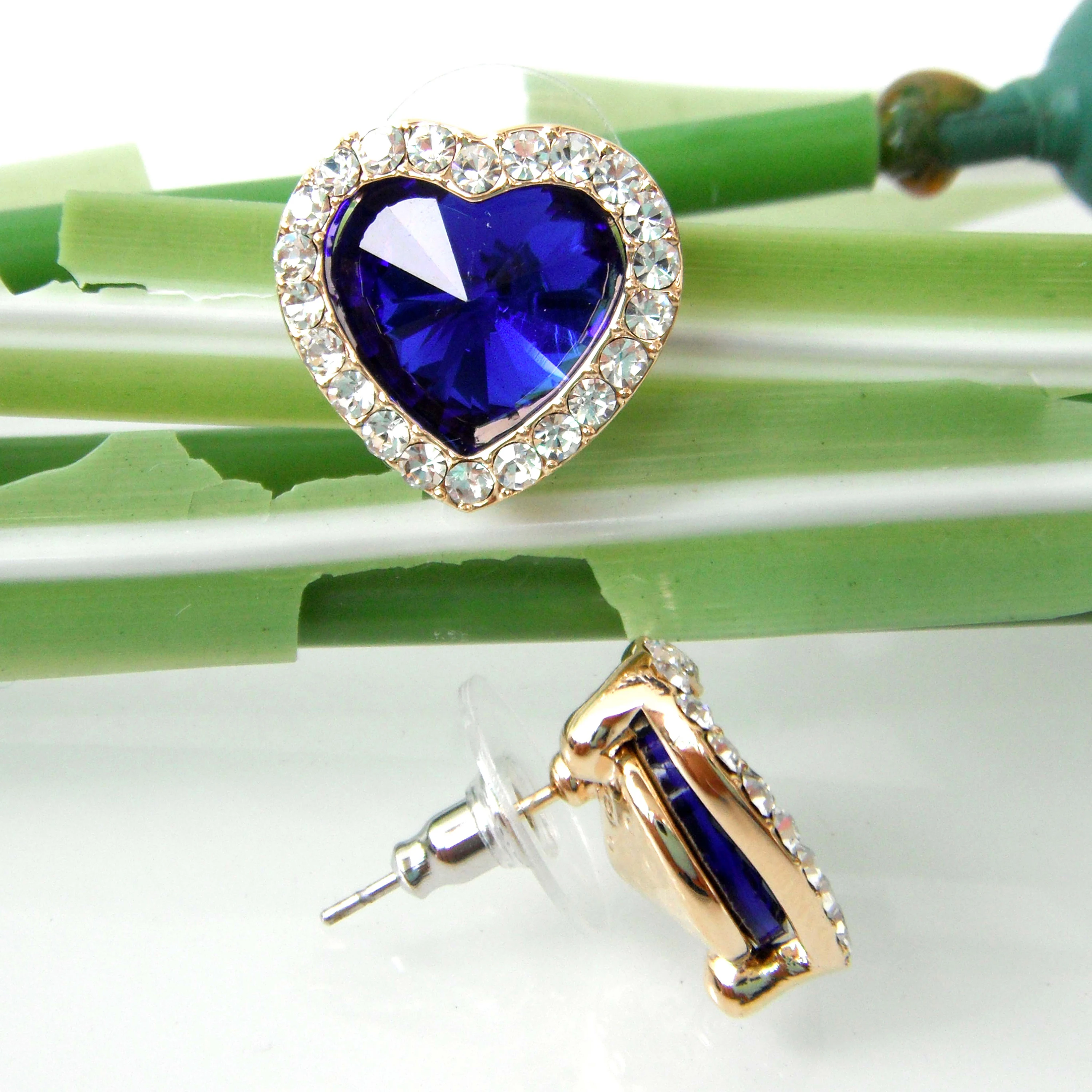 Серьги гвоздики в форме сердца Navachi желтые серьги с кристаллами из кубического