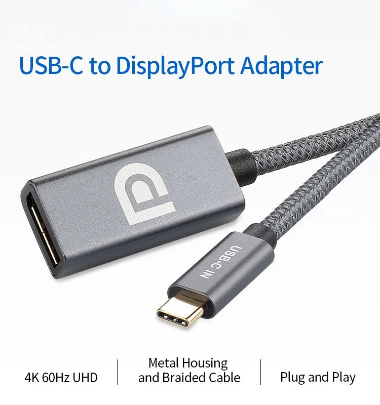 USB Type C To DisplayPort Adapter 4K 60Hz USB-C Male To DP Female Converter [Thunderbolt 3/4 Compatible]