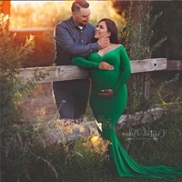 maternity long section tail dress sexy maxi cotton photography gown prop close fitted clothing for pregnant women photo shooting