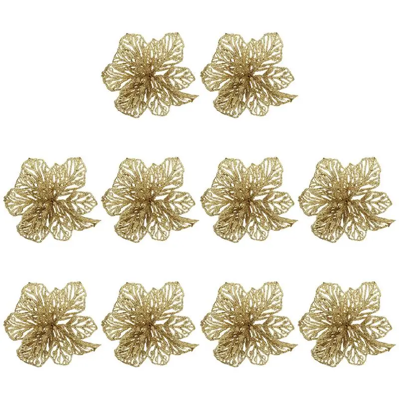 

10Pcs Christmas Decorations Loose Powder Christmas Flowers Simulated Flower Decor Xmas Tree Flower Adorn Scene Flower Prop