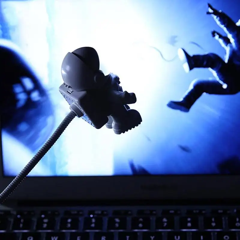Белый гибкий космонавт астронавт трубка USB СВЕТОДИОДНЫЙ Ночник Лампа для компьютера ноутбук Laptop персональный компьютер для чтения Портативный DC 5V креативный
