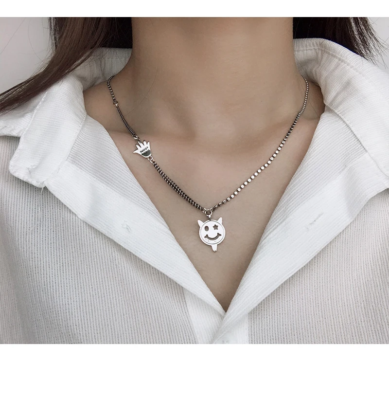 

Ожерелье женское из серебра 925 пробы с дьяволом и улыбающимся лицом
