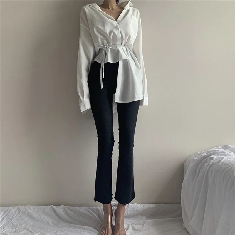 Женские блузки с длинным рукавом и кулиской пикантные слегка прозрачные