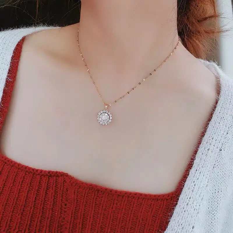 

18K Gold Necklace White Diamond Pendants for Women Bijoux Femme Collares Joyas Natural Pierscionki Bizuteria Gemstone Pendant