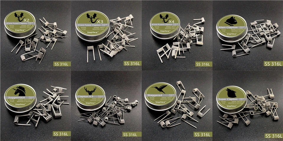 Предварительно Построенная катушка для вейпинга плавленые катушки Clapton Alien Clapton Premade Coil Vape A1 SS316L NI80 для RDA RTA распылитель Mod нагревательный провод