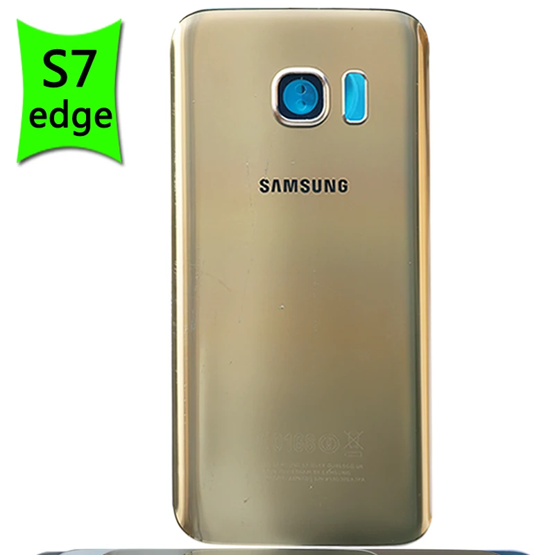 Чехол для аккумулятора S7 для samsung Galaxy S7 G930F/S7 edge G935F задняя крышка Задняя стеклянная дверная панель Корпус чехол - Цвет: S7 edge Gold Lens