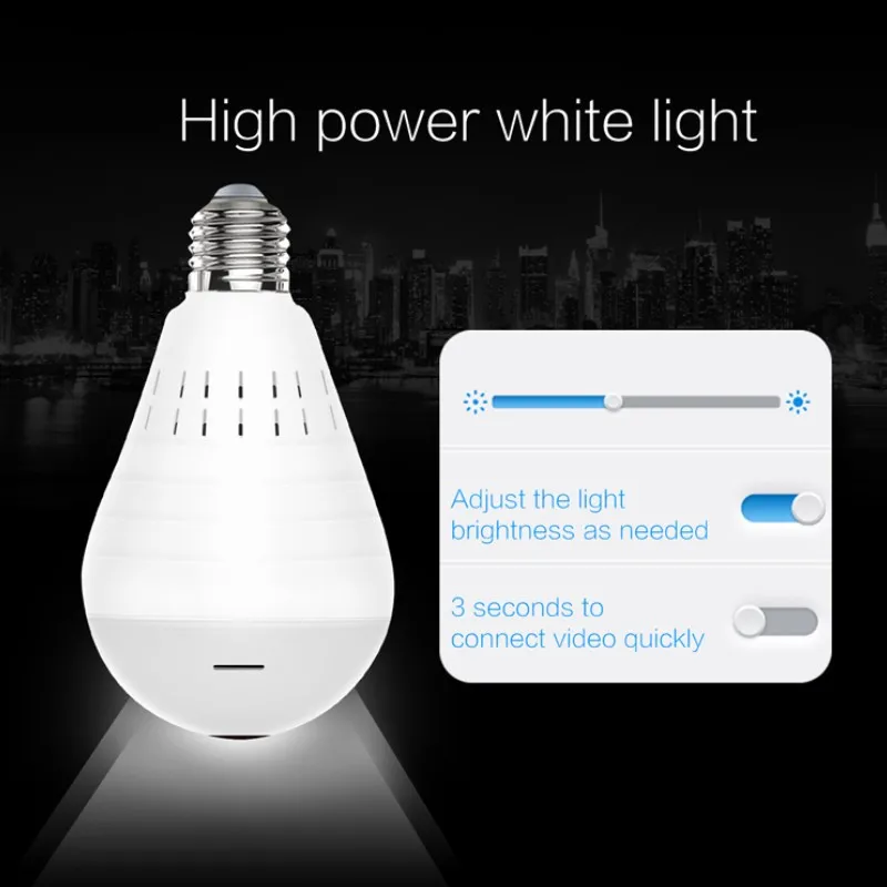 Беспроводная панорамная Светодиодная лампа 960P с функцией WiFi | Безопасность и