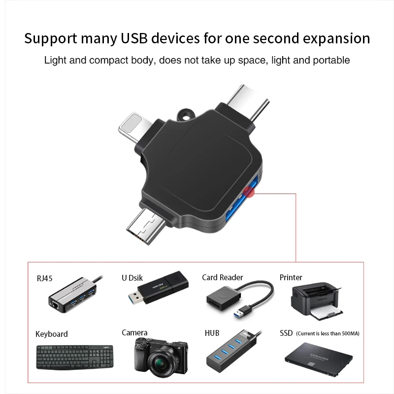 UTHAI C66 для iPhone Android Type C usb 3 0 4 в 1 OTG адаптер мульти все кардридер подключить U флэш