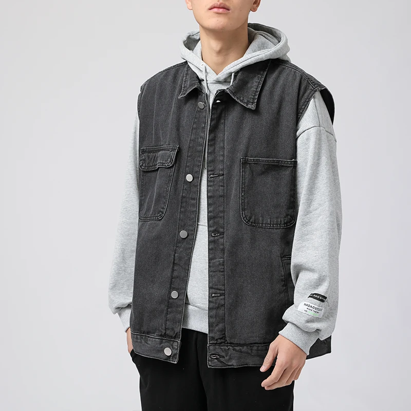 

Denim vest vest male ins of the four seasons leisure ma3 jia3 loose coat autumn/winter 2021 new students