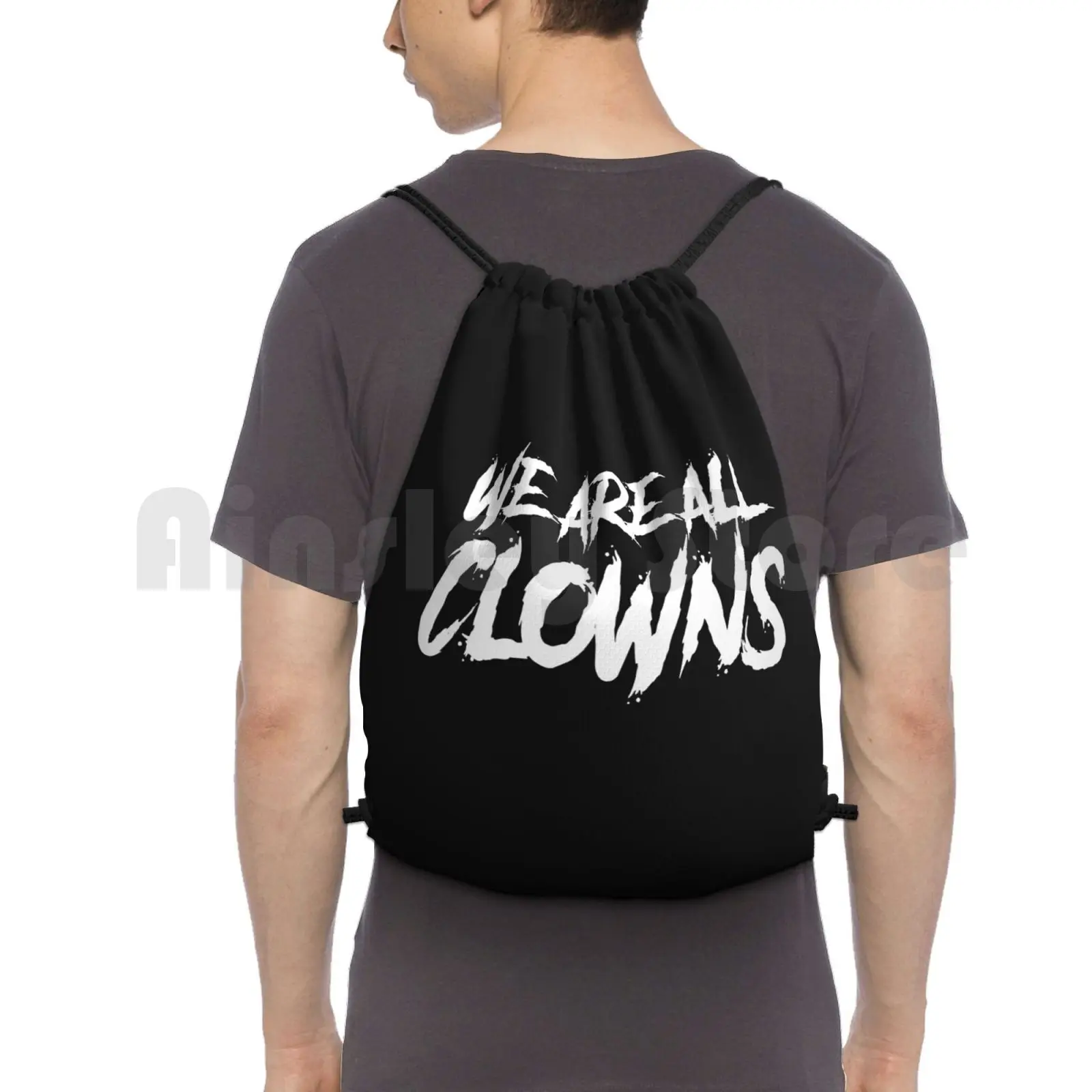 

We Are All Clowns Backpack Drawstring Bag Riding Climbing Gym Bag Clowns Joker We Are Movie Movies Superhero The Joker