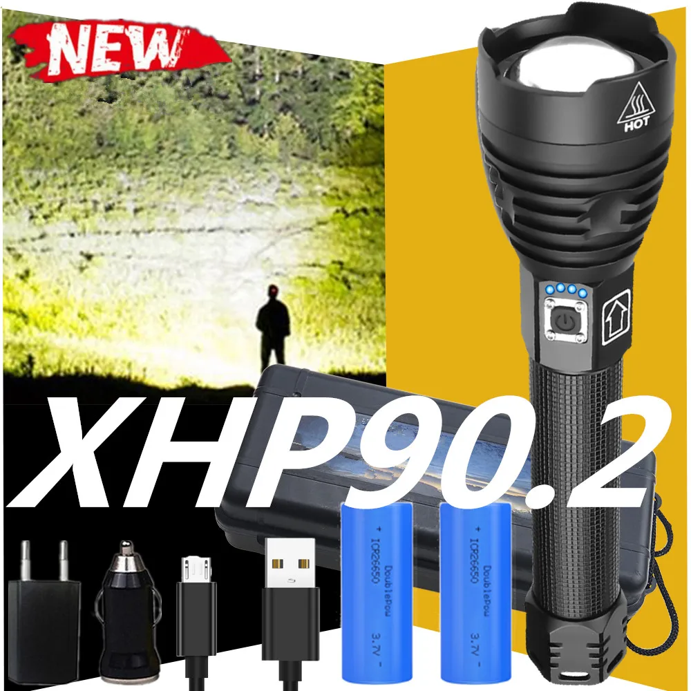 Светодиодный фонарь XHP90.2 с 250000 бликами самый мощный светодиодный фонарик 18650 или