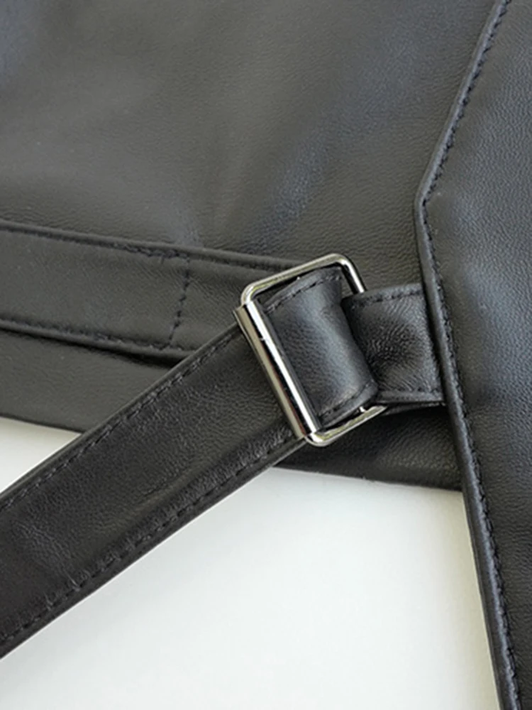 Lautaro Весна короткий черный мягкий кожаный жилет из искусственной кожи с глубоким